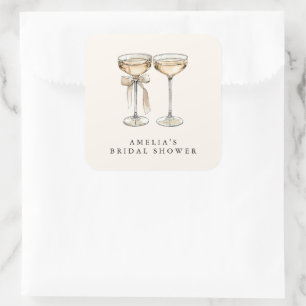 Brunch & Bubbly Champagne Bridal Shower Square Sticker