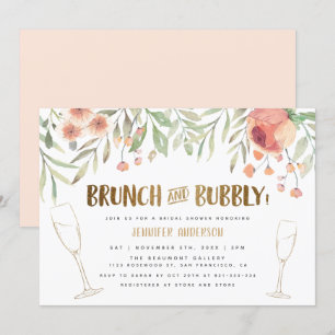 Brunch & Bubbly Champagne & Gold Bridal Shower Invitation
