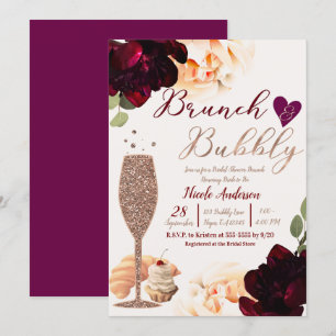 Brunch & Bubbly Champagne Rose Gold Bridal Shower Invitation