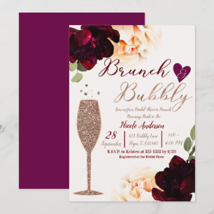 Brunch & Bubbly Champagne Rose Gold Bridal Shower Invitation