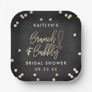Brunch & Bubbly Confetti Bridal Shower Paper Plate