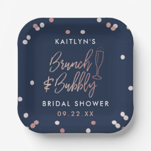 Brunch & Bubbly Confetti Bridal Shower Paper Plate