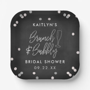 Brunch & Bubbly Confetti Bridal Shower Paper Plate