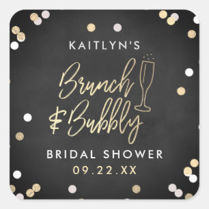 Brunch & Bubbly Confetti Bridal Shower Square Sticker