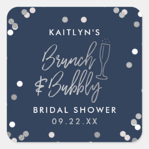 Brunch & Bubbly Confetti Bridal Shower Square Sticker