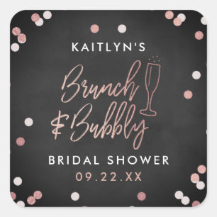 Brunch & Bubbly Confetti Bridal Shower Square Sticker