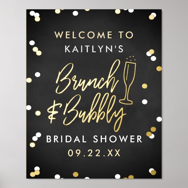Brunch & Bubbly Confetti Bridal Shower Welcome Foil Prints (Front)