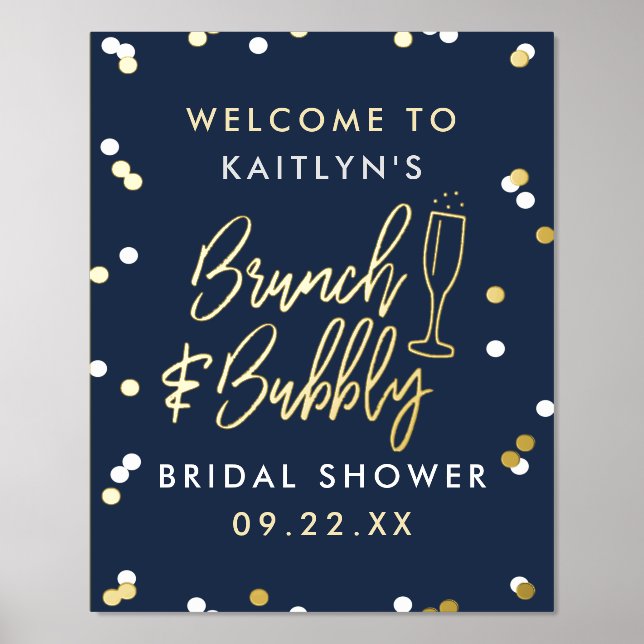 Brunch & Bubbly Confetti Bridal Shower Welcome Foil Prints (Front)