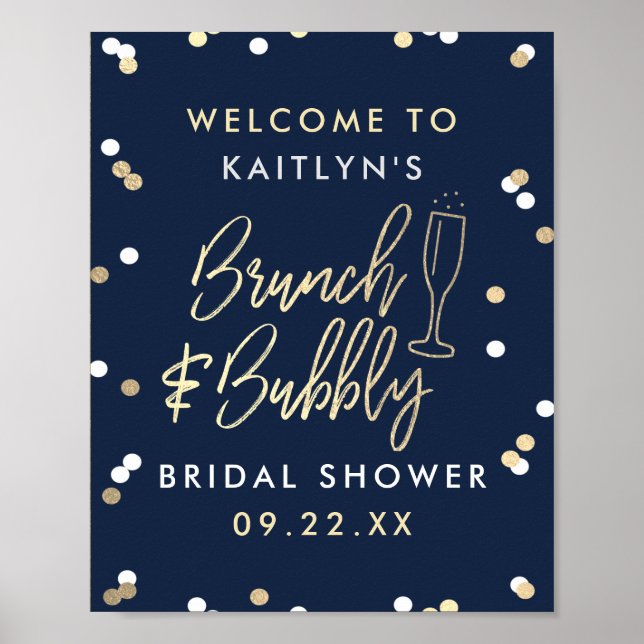 Brunch & Bubbly Confetti Bridal Shower Welcome Poster (Front)