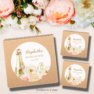 Brunch & Bubbly Floral Bridal Shower Classic Round Sticker