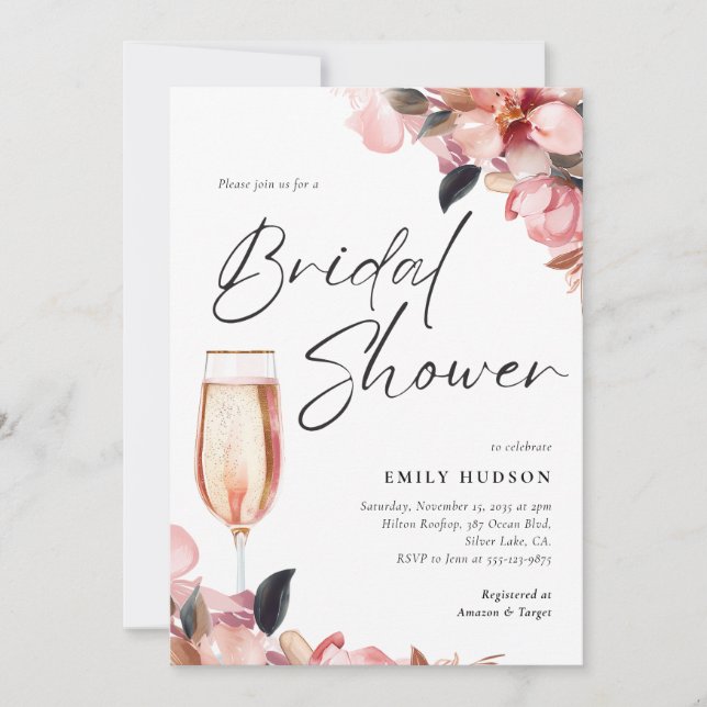 Brunch & Bubbly Floral Bridal Shower Invitation (Front)
