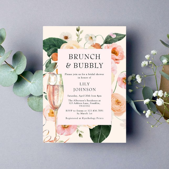 Brunch & Bubbly Floral Bridal Shower Invitation (Creator Uploaded)