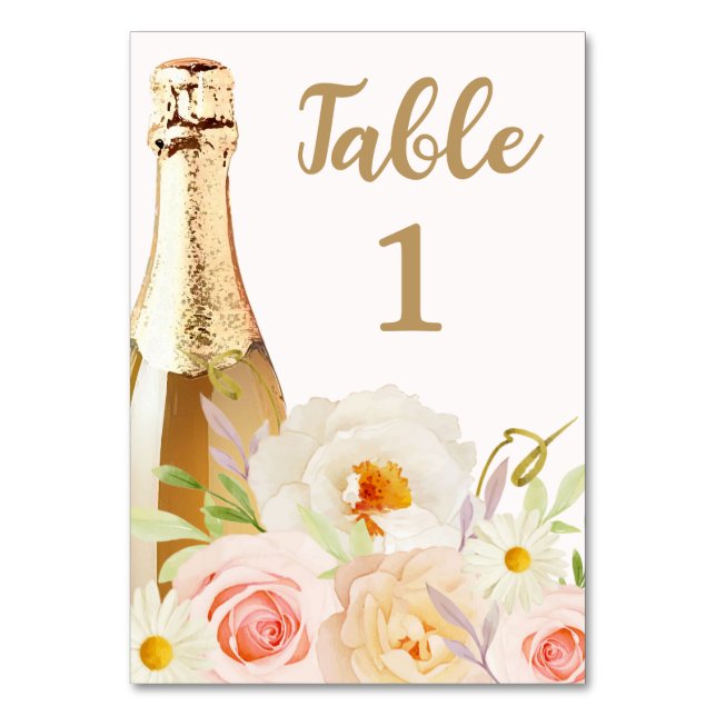 Brunch & Bubbly Floral Bridal Shower Table Number (Front)
