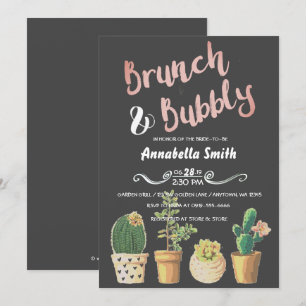 Brunch & Bubbly Floral Chalkboard Bridal Shower Invitation