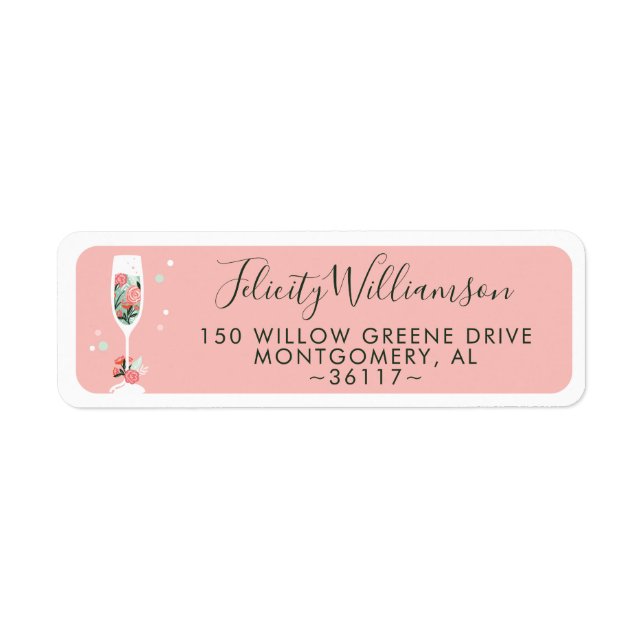 Brunch & Bubbly Floral Champagne Wine Glass Pink (Front)