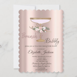  Brunch & Bubbly Floral Glass Bridal Shower   Invitation