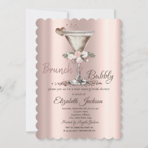  Brunch & Bubbly Floral Martini Bridal Shower   Invitation