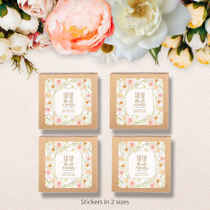 Brunch & Bubbly Garden Floral Bridal Shower Square Sticker