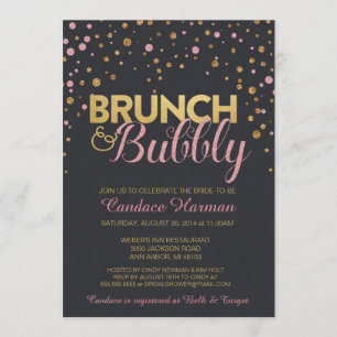 Brunch & Bubbly Glitter Chalkboard Bridal Shower Invitation