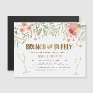 Brunch & Bubbly Gold Glitter Blush Bridal Shower Magnetic Invitation