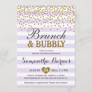 Brunch Bubbly Lavender Lilac Spring Bridal Shower Invitation