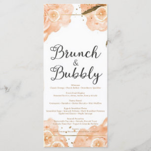Brunch & Bubbly Menu Card – Peach Watercolor