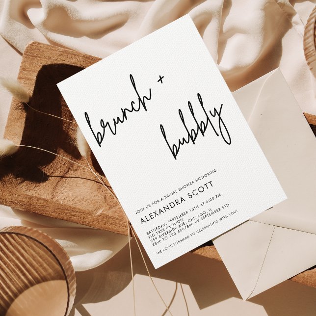 Brunch Bubbly Minimalist Modern Bridal Shower Invitation (Creator Uploaded)