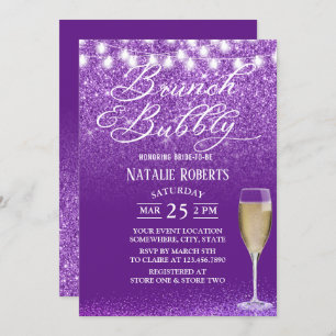 Brunch & Bubbly Modern Purple Bridal Shower Invitation