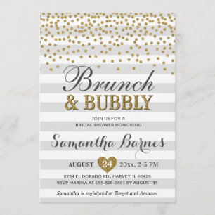 Brunch Bubbly Neutral Grey Grey Chic Bridal Shower Invitation