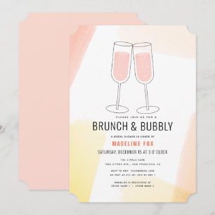 Brunch & Bubbly Peach Champagne Bridal Shower Invitation