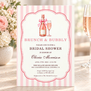 Brunch & Bubbly Pink Champagne Bow Bridal Shower Invitation