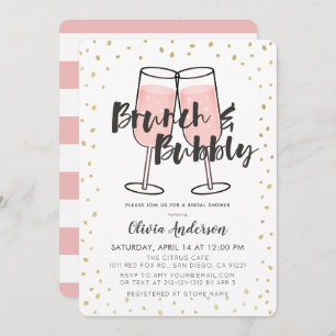 Brunch & Bubbly Pink Champagne Bridal Shower Invitation