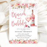 Brunch & Bubbly Pink Floral Bridal Shower Invitation<br><div class="desc">Say 'I do' to brunch and bubbly! Celebrate your special day with our elegant bridal shower invitations featuring beautiful pink watercolour florals and glitter. Complete with a rose bottle & glass,  it's the perfect way to say 'cheers'!</div>