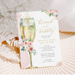 Brunch & Bubbly Pink Gold Floral Bridal Shower Invitation<br><div class="desc">This pretty design features a floral bouquet in shades of pink and a watercolor champagne glass.   Fill in your information on the template. Use the "customise it" feature to change the fonts or layout.</div>