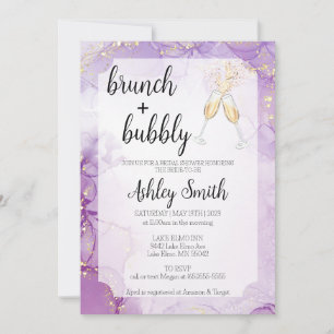 Brunch & Bubbly Purple Bridal Shower Invite