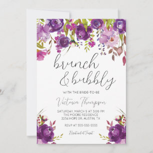 Brunch & Bubbly Purple Floral Shower Invitation