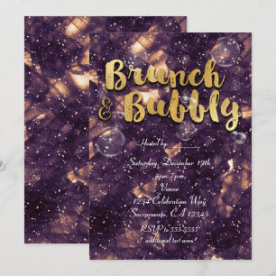 Brunch & Bubbly Purple Gold Glam Chic Invitations