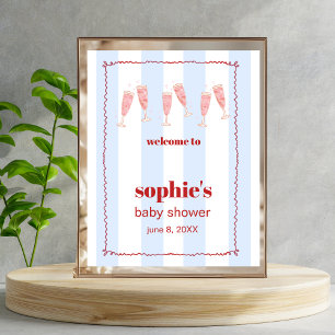 Brunch & Bubbly Red And Blue Wavy Welcome Sign