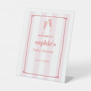 Brunch & Bubbly Red And Pink Wavy Welcome Sign