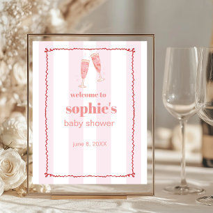 Brunch & Bubbly Red And Pink Wavy Welcome Sign