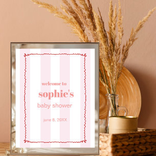 Brunch & Bubbly Red And Pink Wavy Welcome Sign