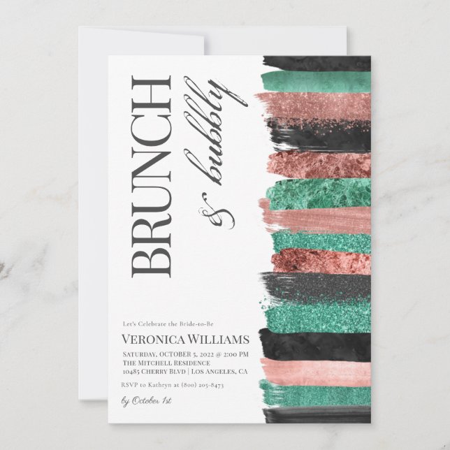 Brunch & Bubbly Rose Gold Bridal Shower Invitation (Front)