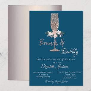 Brunch & Bubbly Rose Gold Bridal Shower  Invitation