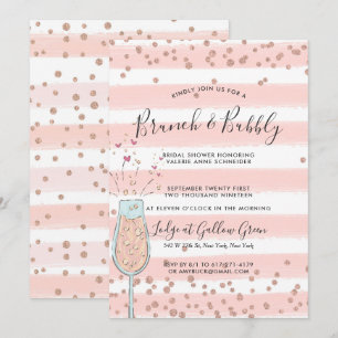 Brunch & Bubbly Rose Gold Champagne Bridal Shower Invitation