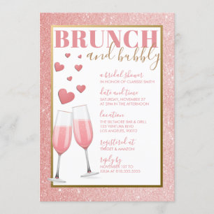 BRUNCH & BUBBLY   ROSE GOLD CHAMPAGNE INVITATION
