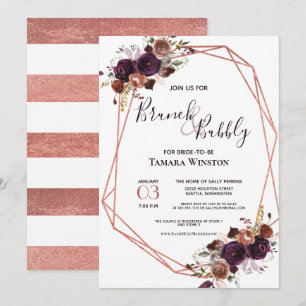 Brunch & Bubbly Rose Gold Purple Geometric Shower Invitation