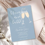 Brunch Bubbly Script Bridal Shower Dusty Blue Invitation<br><div class="desc">An elegant brunch and bubbly bridal shower invitation featuring champagne glasses and signature script name,  this stylish invitation can be personalised with your information in chic lettering on a dusty blue background. Designed by Thisisnotme©</div>