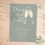 Brunch Bubbly Script Bridal Shower Sage Green Invitation<br><div class="desc">An elegant brunch and bubbly bridal shower invitation featuring champagne glasses and signature script name,  this stylish invitation can be personalised with your information in chic lettering on a sage green background. Designed by Thisisnotme©</div>