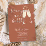 Brunch Bubbly Script Bridal Shower Terracotta Invitation<br><div class="desc">An elegant brunch and bubbly bridal shower invitation featuring champagne glasses and signature script name,  this stylish invitation can be personalized with your information in chic lettering on a terracotta background. Designed by Thisisnotme©</div>