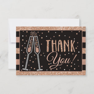 Brunch & Bubbly Shower Thank You Card Faux Glitter